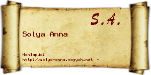 Solya Anna névjegykártya