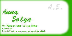 anna solya business card